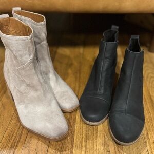 Sz 10 - Lot of 2 pair! - Black Toms Ankle Boots and Light Tan Zodiac Boots